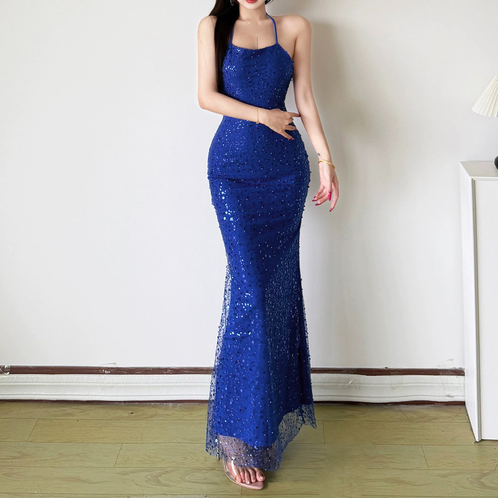 Zara Fengchunji Halter Neck Thin Strap Slit Maxi Dress